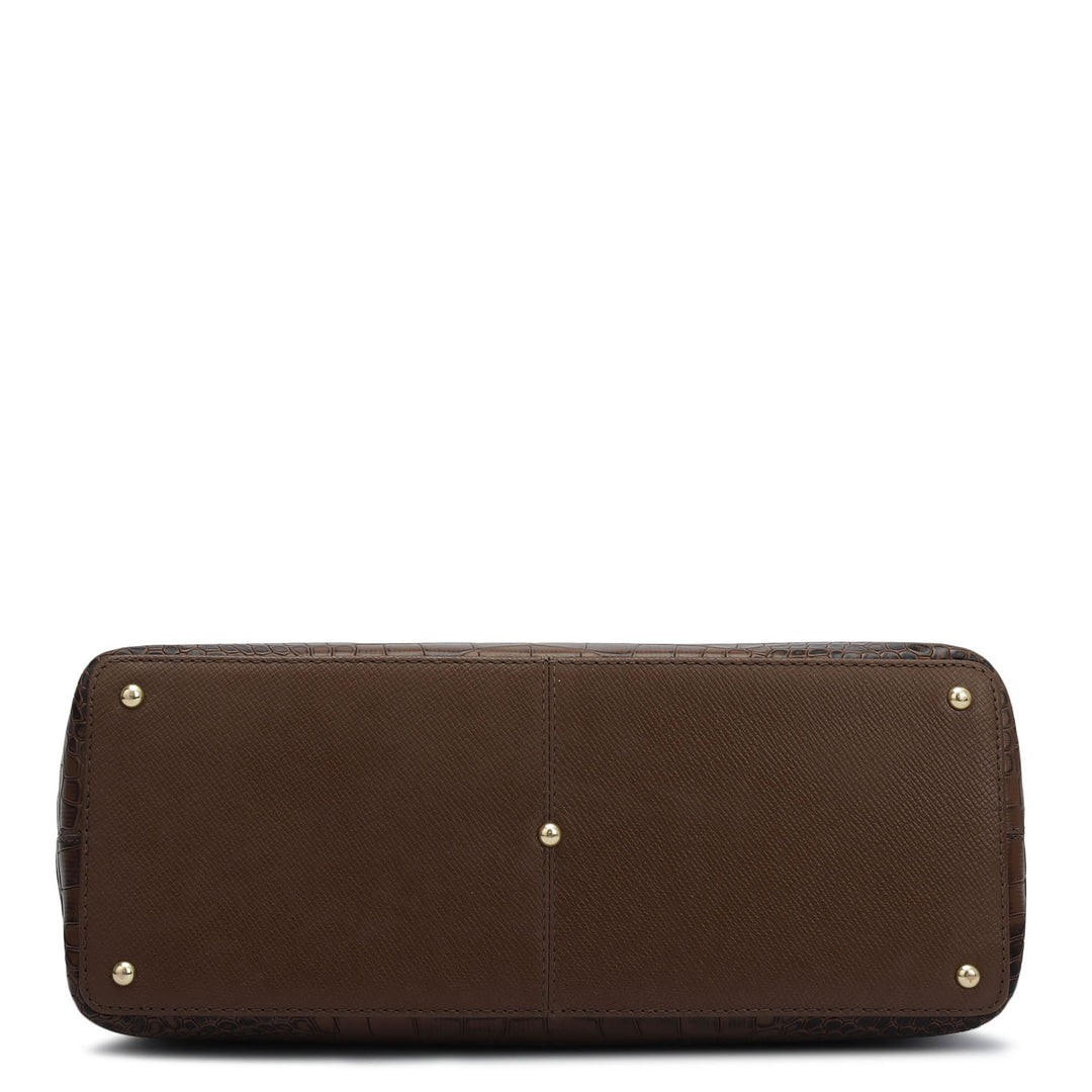 Medium Croco Franzy Leather Satchel - Date