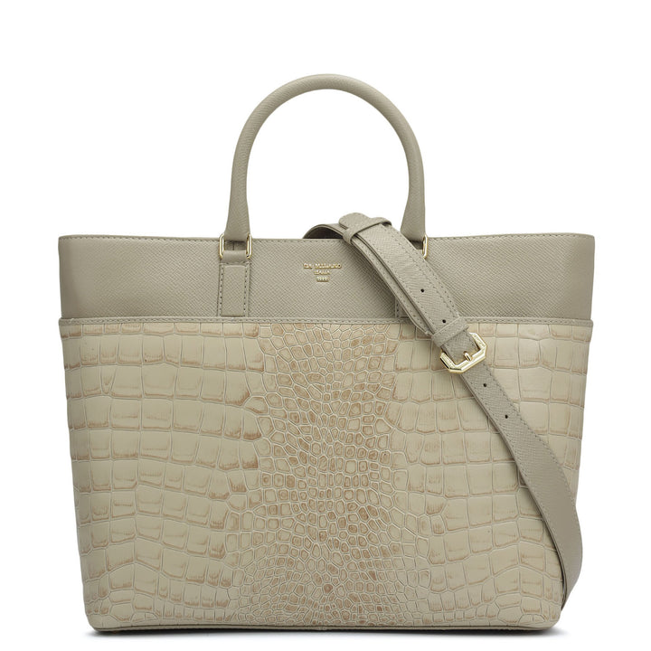Medium Croco Franzy Leather Satchel - Frost