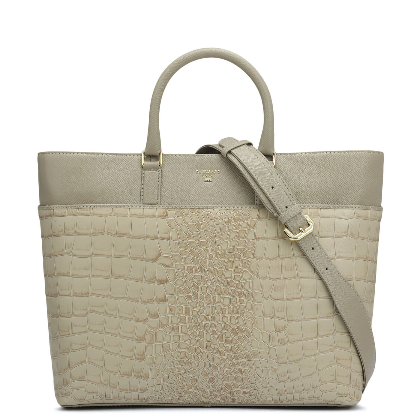 Medium Croco Franzy Leather Satchel - Frost
