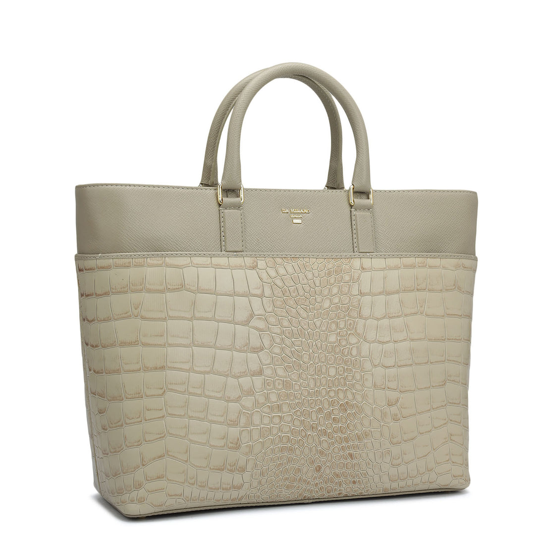 Medium Croco Franzy Leather Satchel - Frost