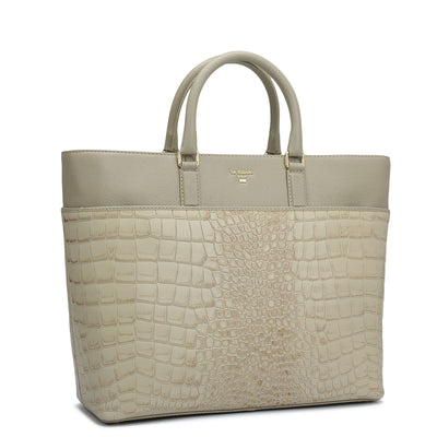 Medium Croco Franzy Leather Satchel - Frost