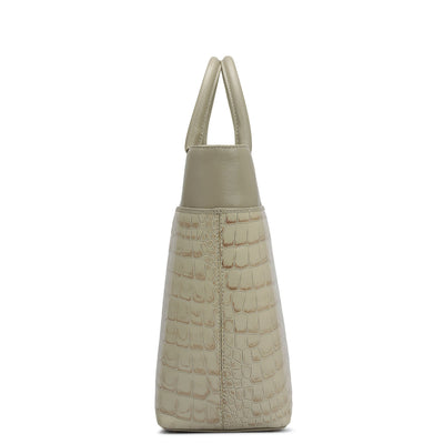 Medium Croco Franzy Leather Satchel - Frost