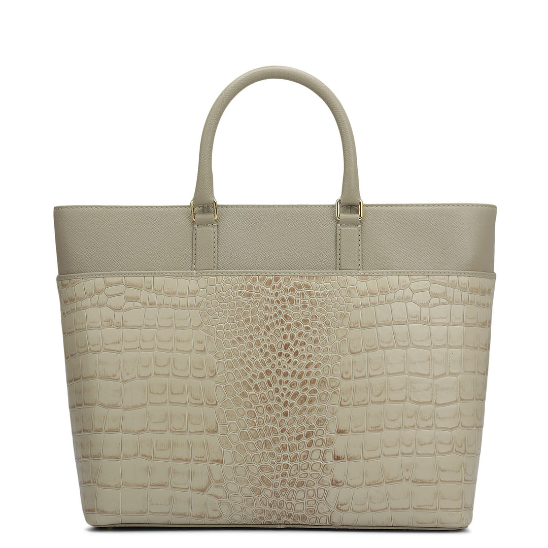 Medium Croco Franzy Leather Satchel - Frost