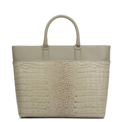 Medium Croco Franzy Leather Satchel - Frost