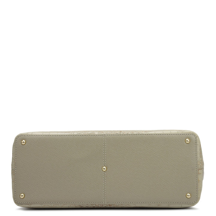 Medium Croco Franzy Leather Satchel - Frost