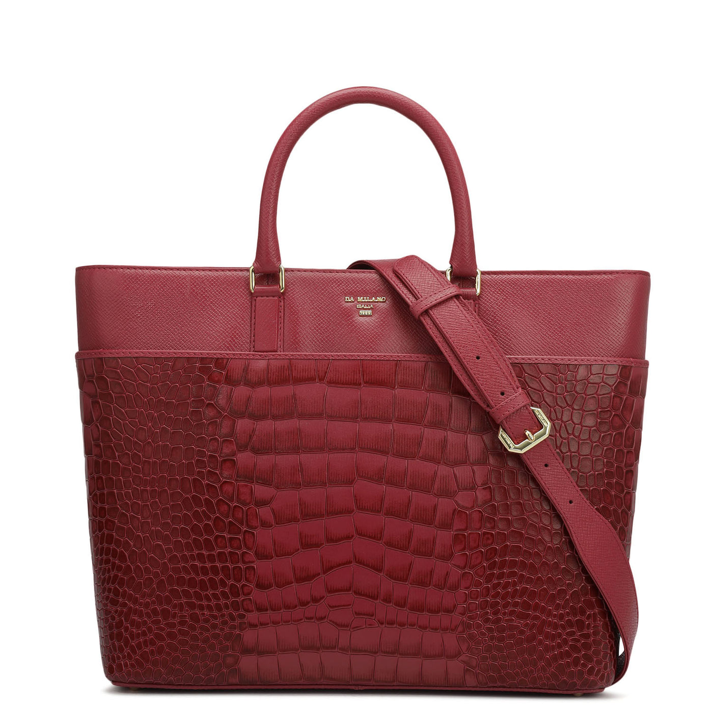 Medium Croco Franzy Leather Satchel - Plumberry