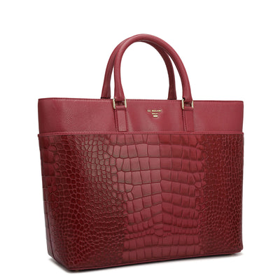 Medium Croco Franzy Leather Satchel - Plumberry