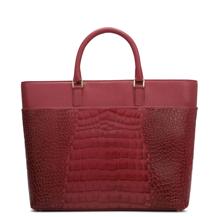 Medium Croco Franzy Leather Satchel - Plumberry