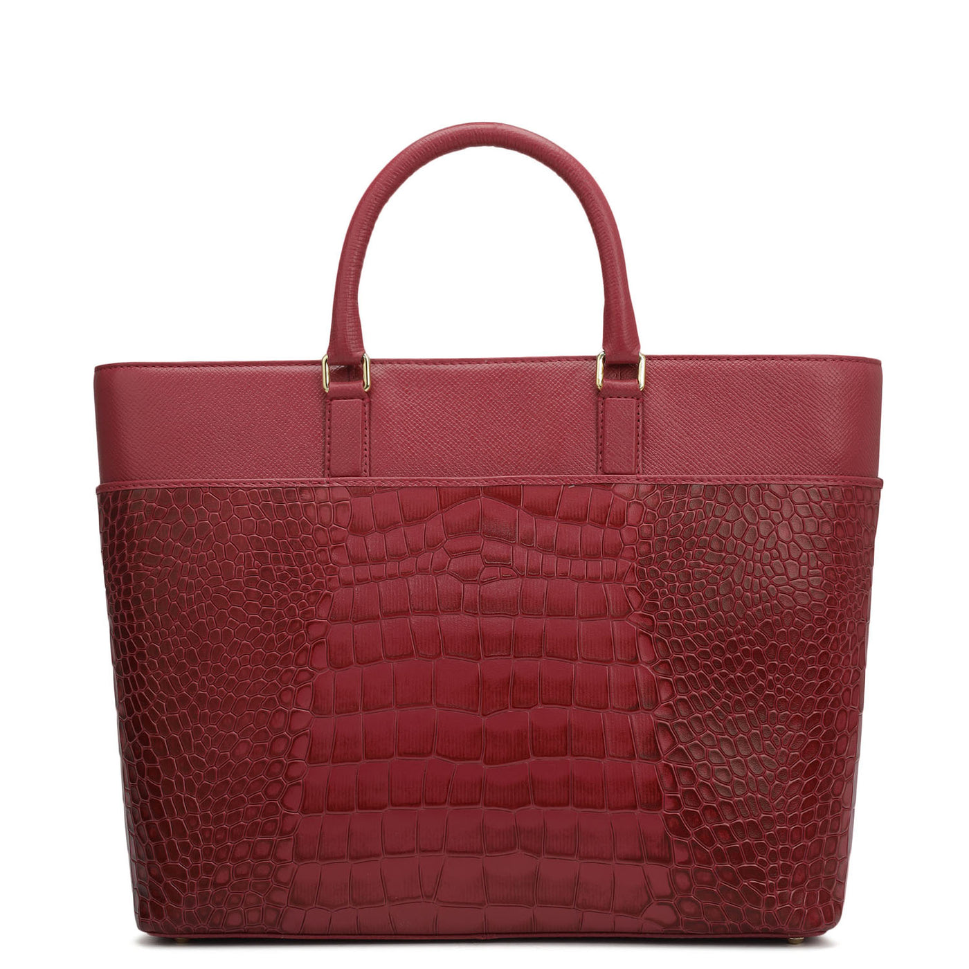 Medium Croco Franzy Leather Satchel - Plumberry