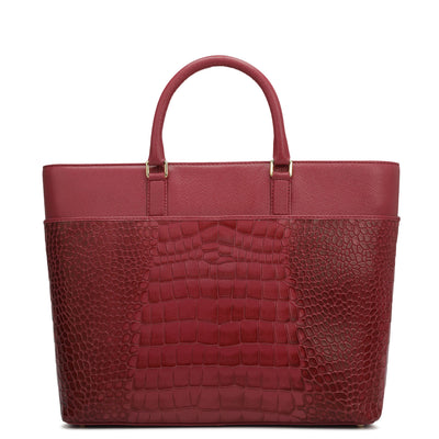 Medium Croco Franzy Leather Satchel - Plumberry