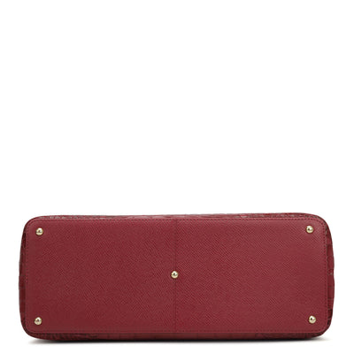 Medium Croco Franzy Leather Satchel - Plumberry