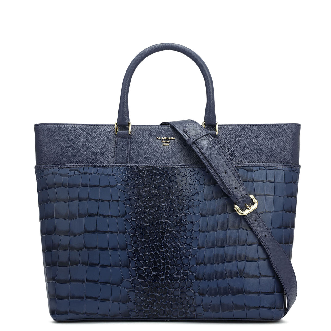 Medium Croco Franzy Leather Satchel - Stardust