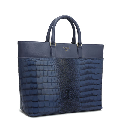 Medium Croco Franzy Leather Satchel - Stardust