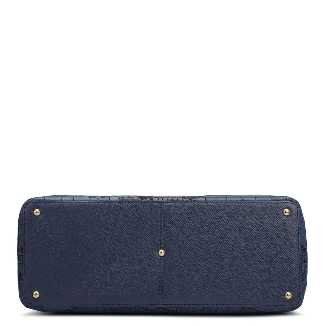 Medium Croco Franzy Leather Satchel - Stardust