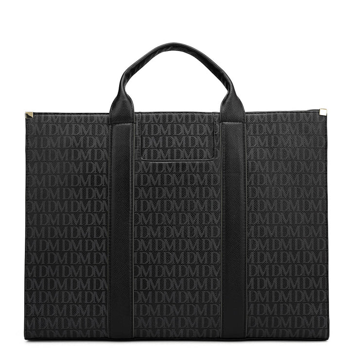 Large Monogram Leather Book Tote - Black