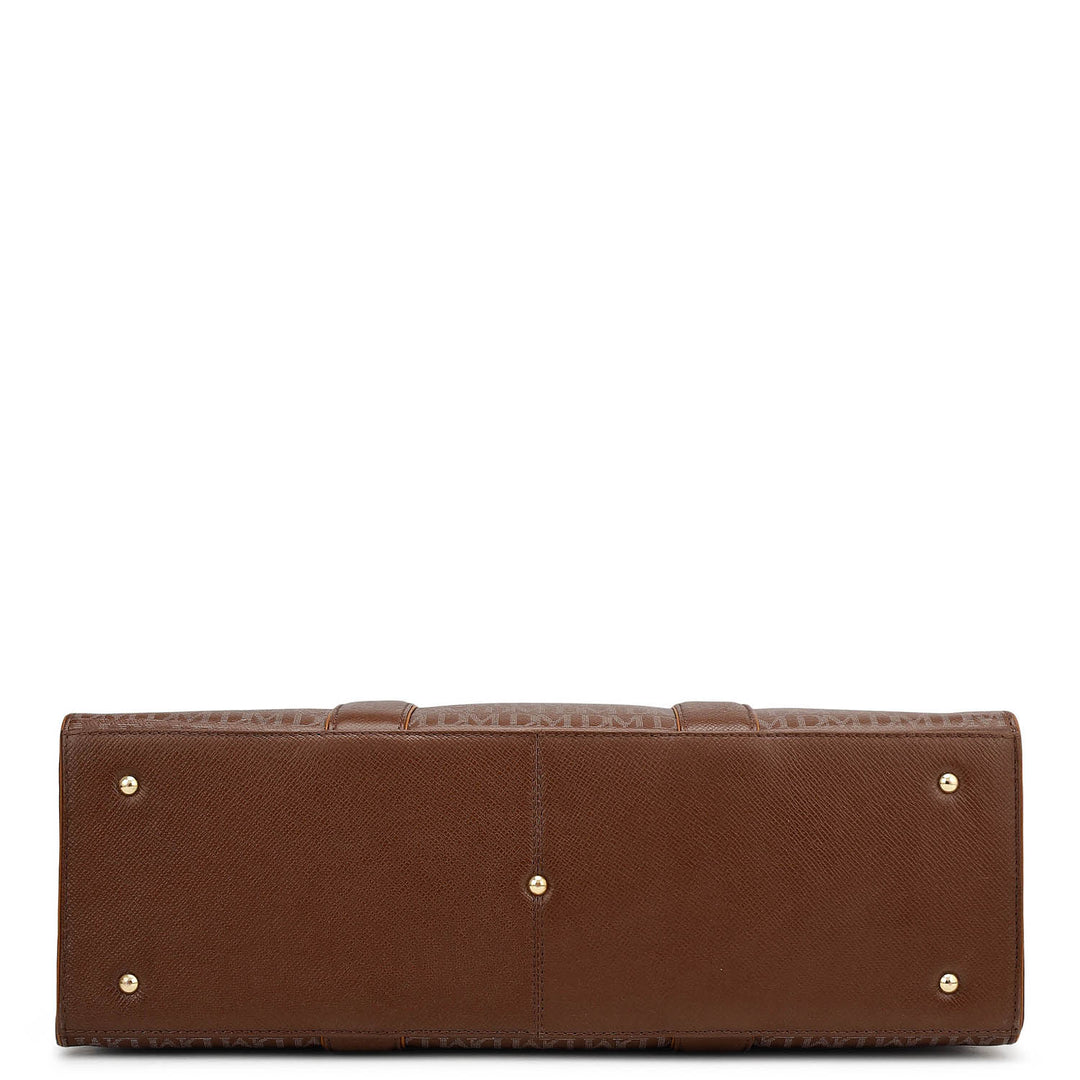 Large Monogram Leather Book Tote - Date