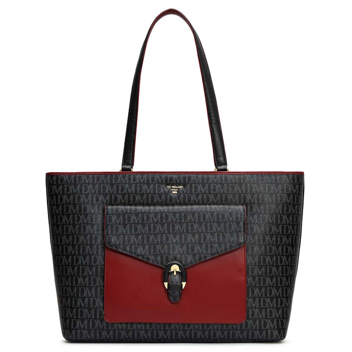 Large Monogram Leather Tote - Black