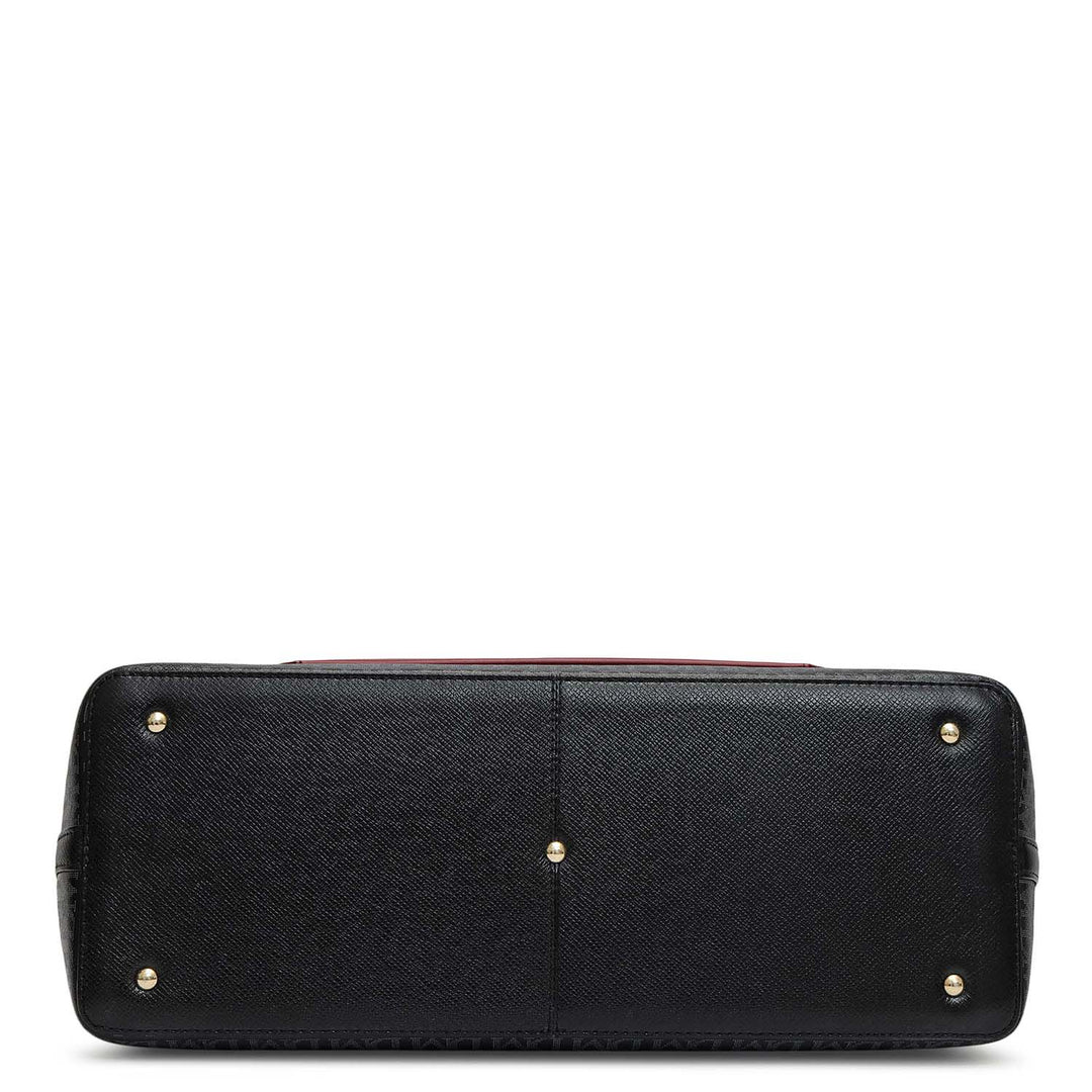 Large Monogram Leather Tote - Black