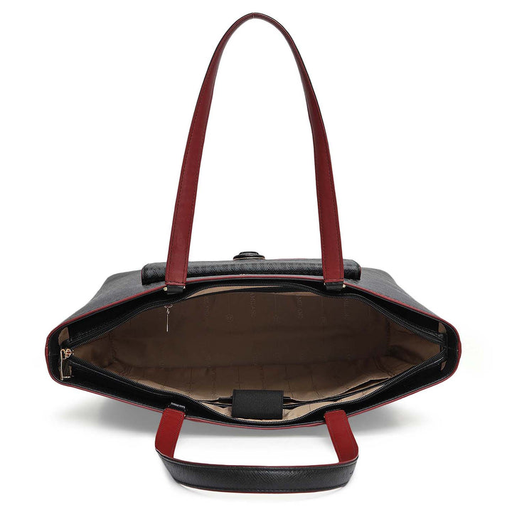 Large Monogram Leather Tote - Black