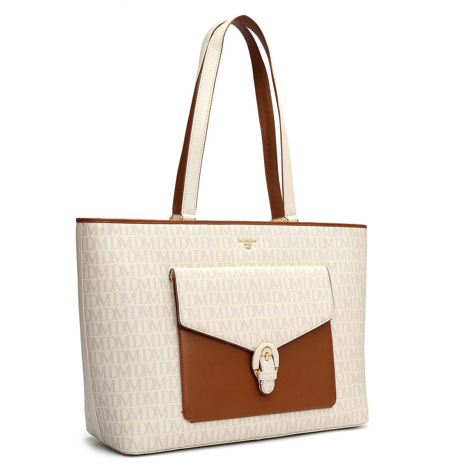 Large Monogram Leather Tote - Marshmallow – Da Milano