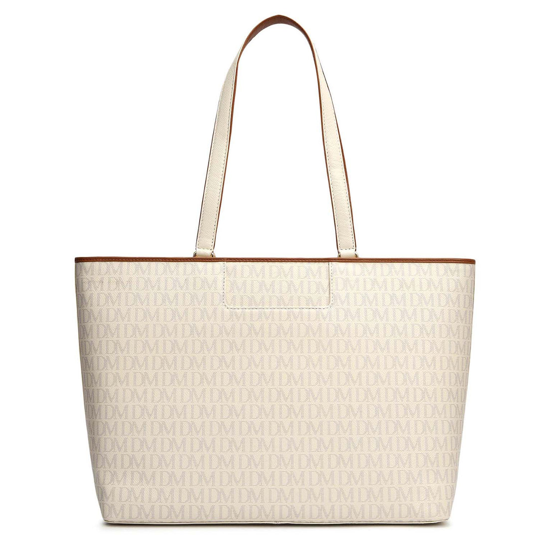 Large Monogram Leather Tote - Marshmallow