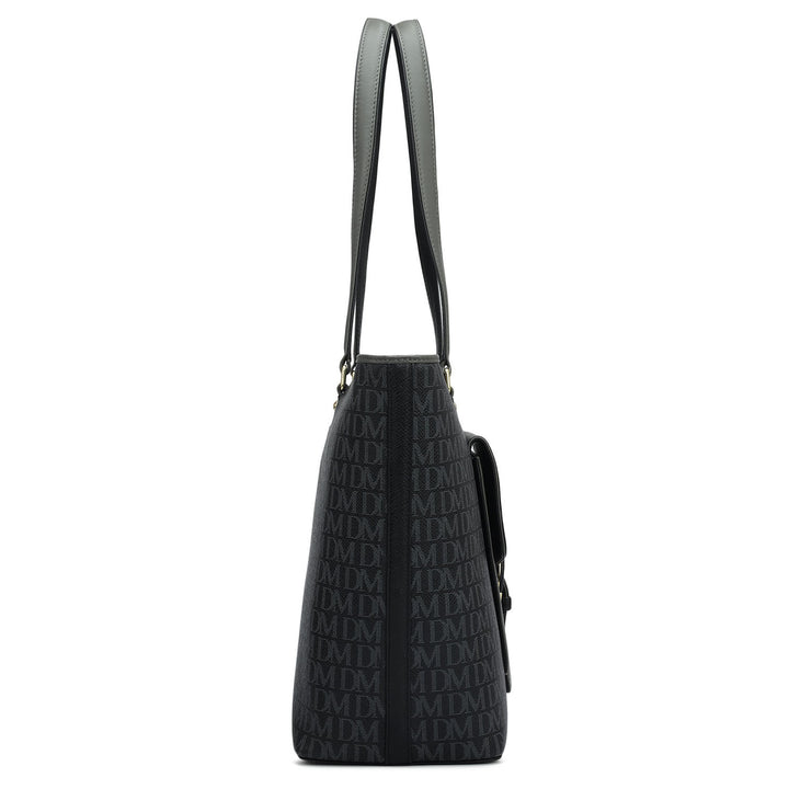 Large Monogram Plain Leather Tote - Black