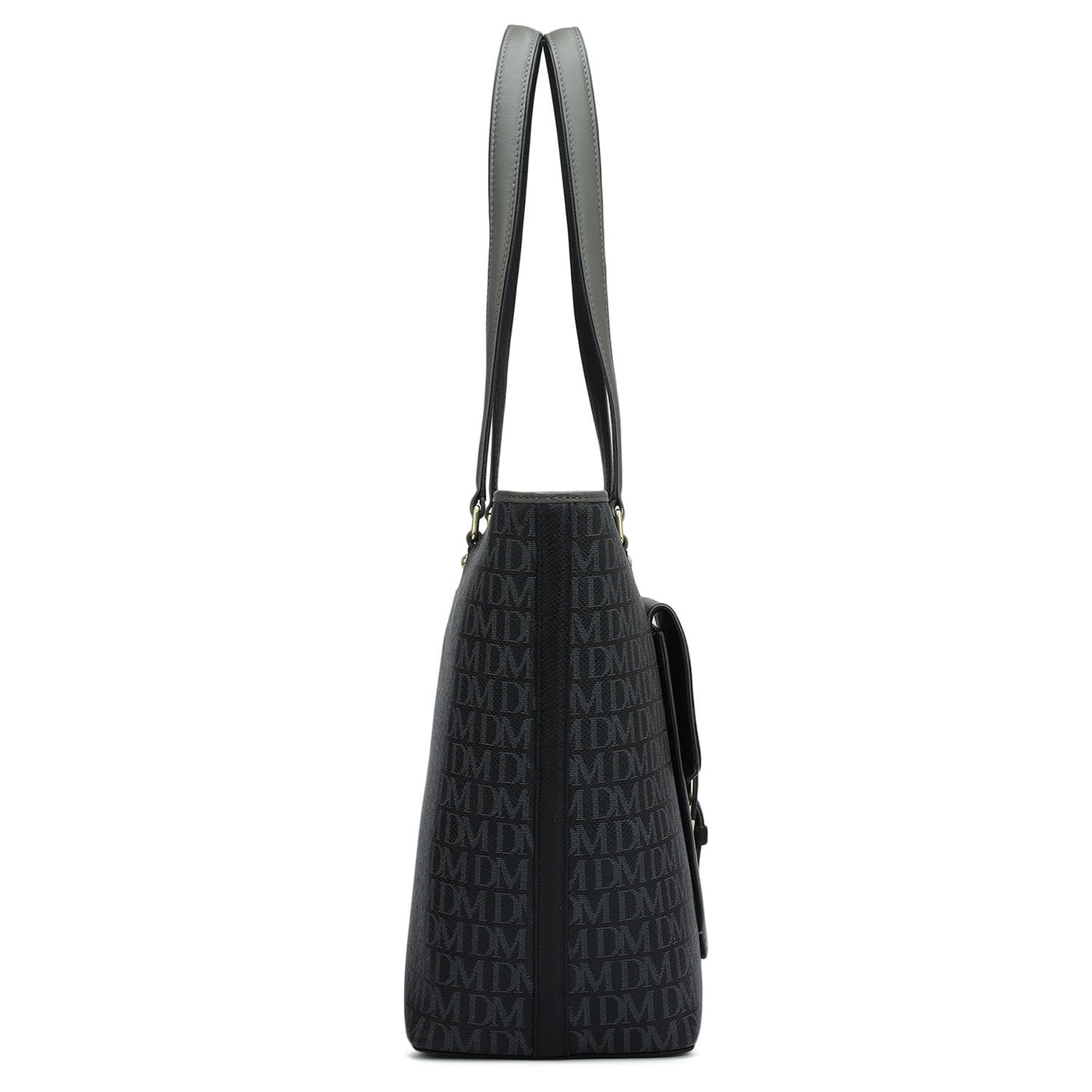 Large Monogram Plain Leather Tote - Black