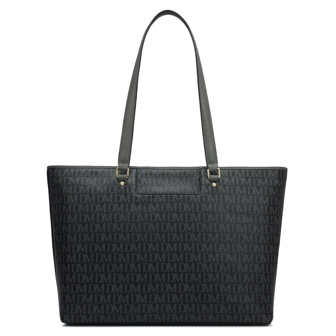 Large Monogram Plain Leather Tote - Black
