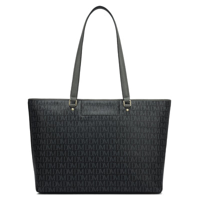 Large Monogram Plain Leather Tote - Black