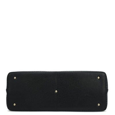 Large Monogram Plain Leather Tote - Black