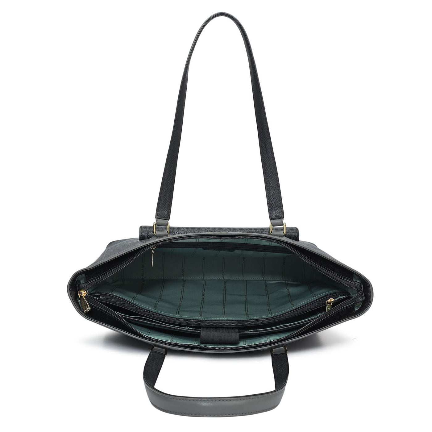Large Monogram Plain Leather Tote - Black