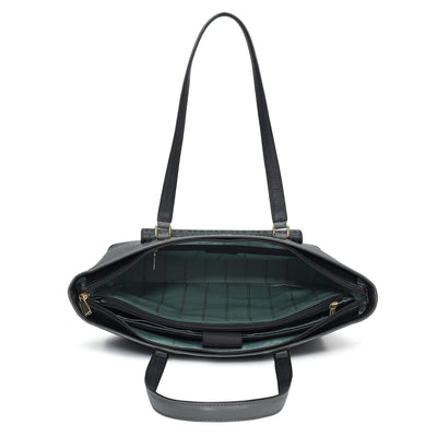 Large Monogram Plain Leather Tote - Black