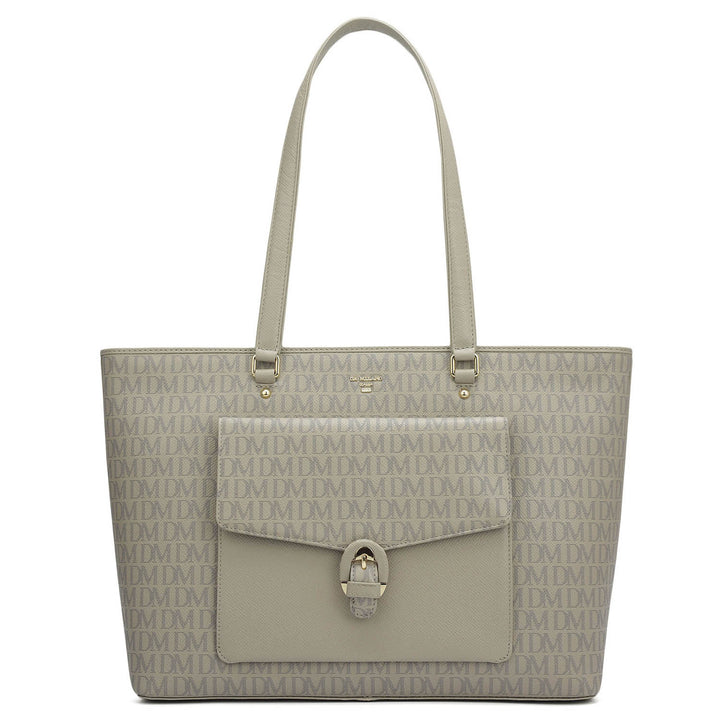 Large Monogram Franzy Leather Tote - Chalk