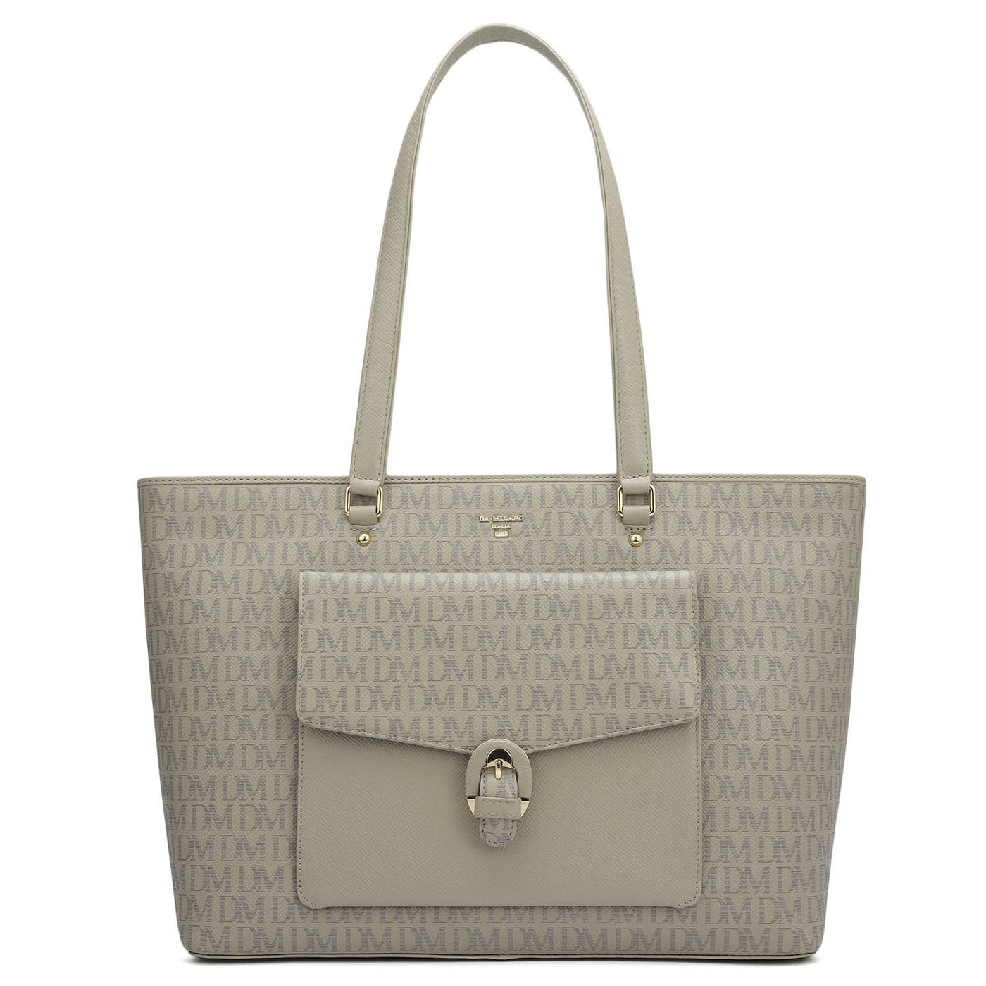 Large Monogram Franzy Leather Tote - Chalk