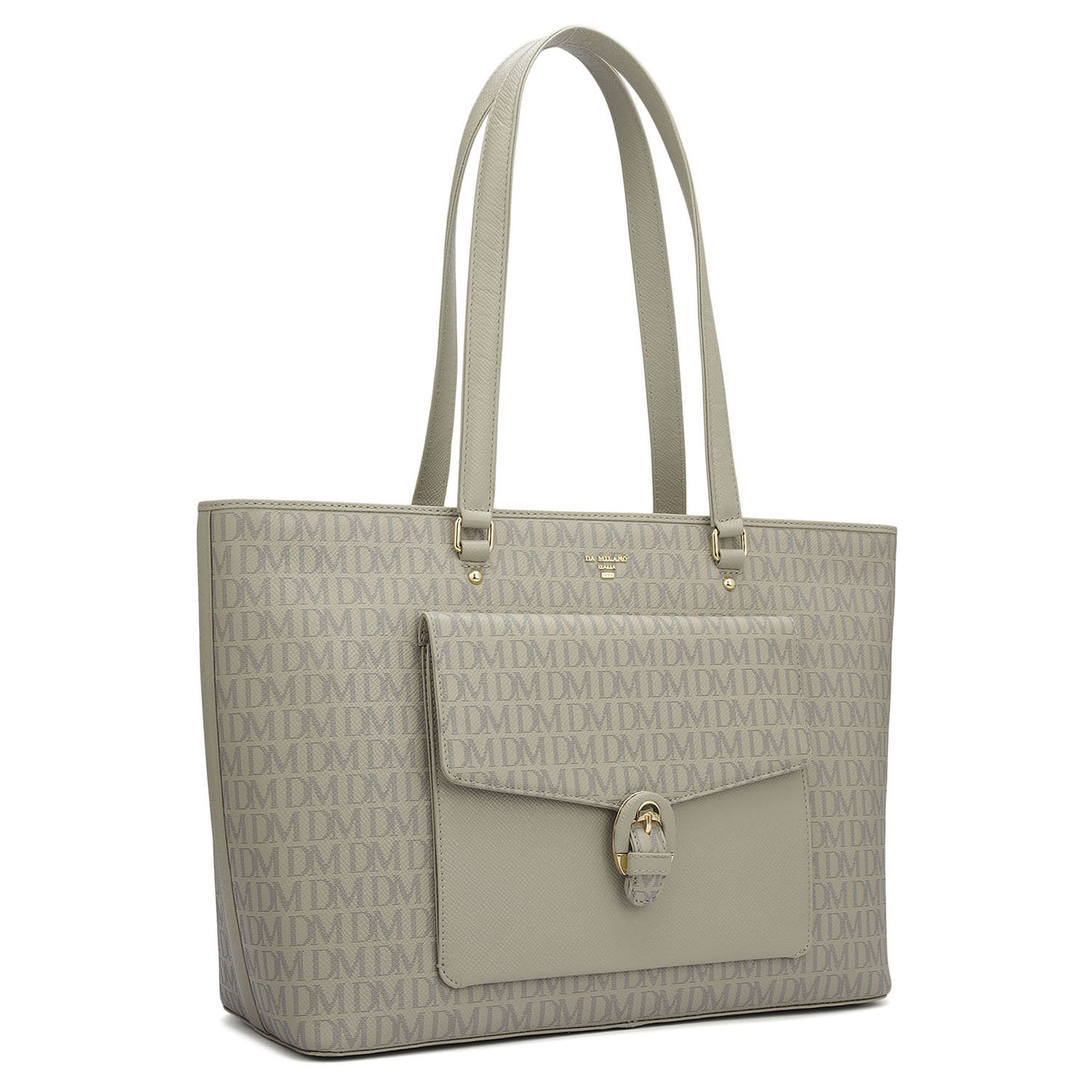 Large Monogram Franzy Leather Tote - Chalk