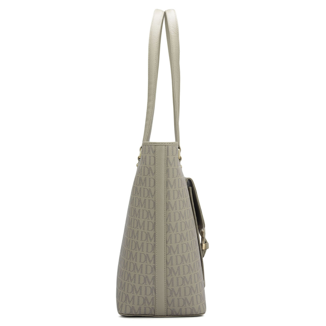 Large Monogram Franzy Leather Tote - Chalk