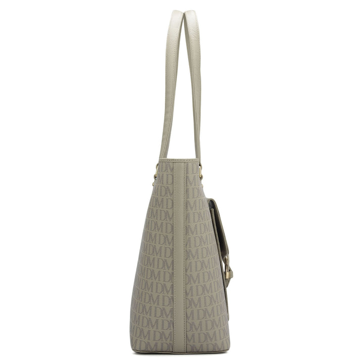 Large Monogram Franzy Leather Tote - Chalk