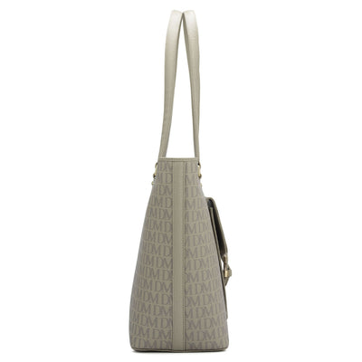 Large Monogram Franzy Leather Tote - Chalk
