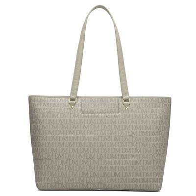 Large Monogram Franzy Leather Tote - Chalk