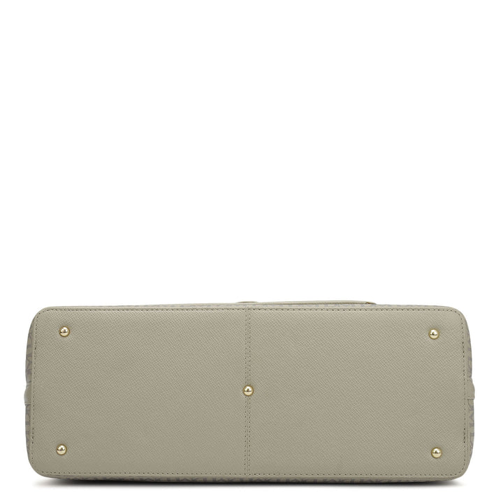 Large Monogram Franzy Leather Tote - Chalk
