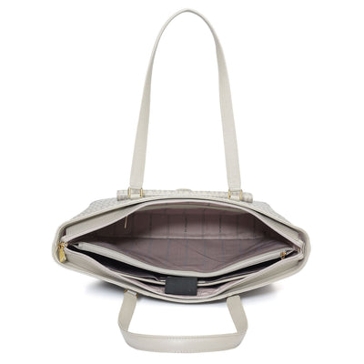 Large Monogram Franzy Leather Tote - Chalk