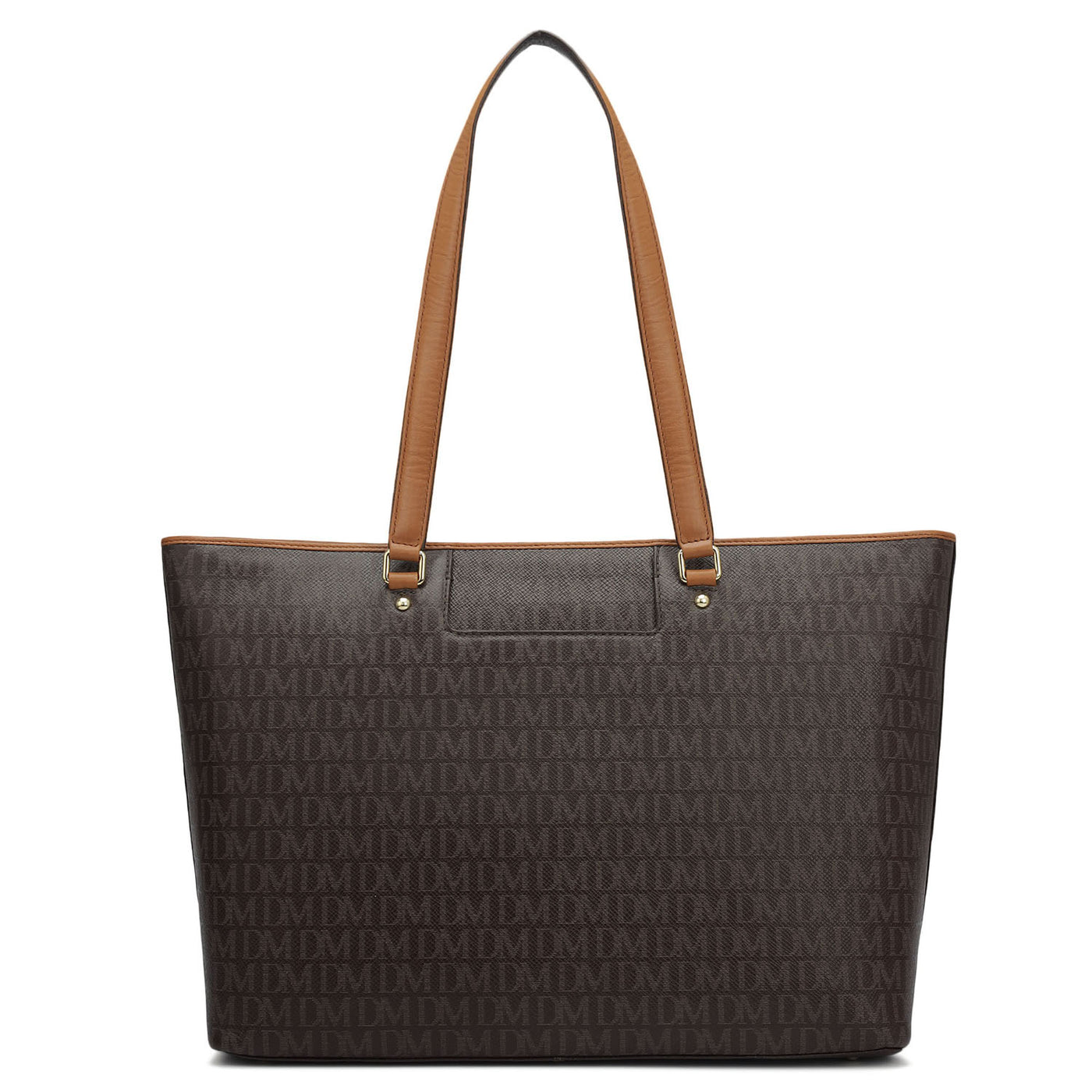 Large Monogram Plain Leather Tote - Chocolate