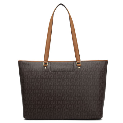 Large Monogram Plain Leather Tote - Chocolate