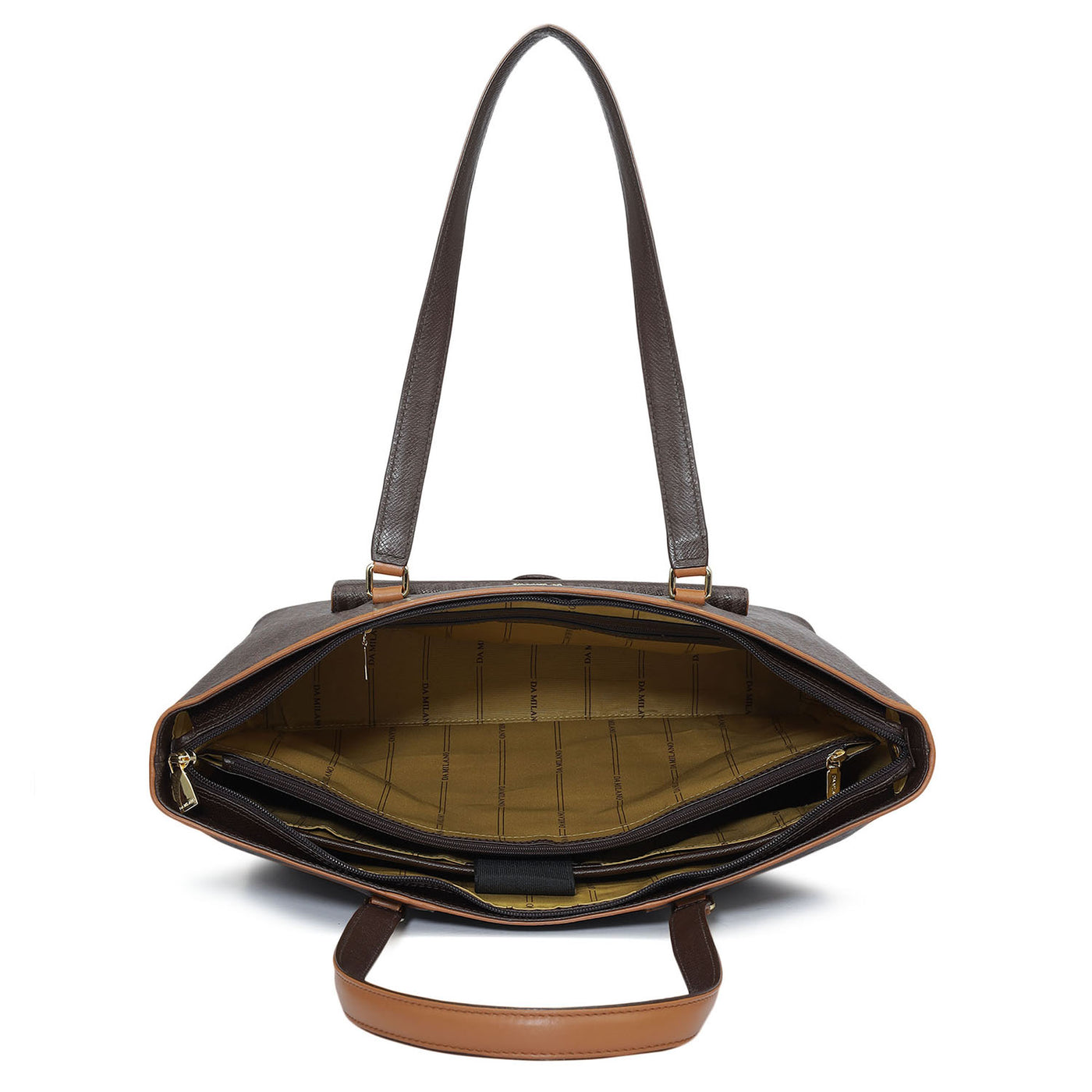 Large Monogram Plain Leather Tote - Chocolate