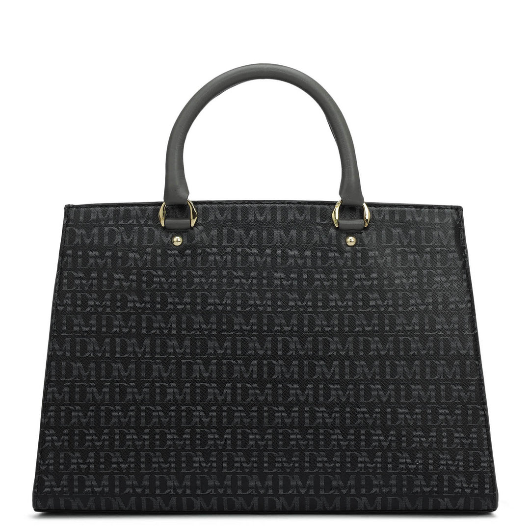 Medium Monogram Plain Leather Satchel - Black