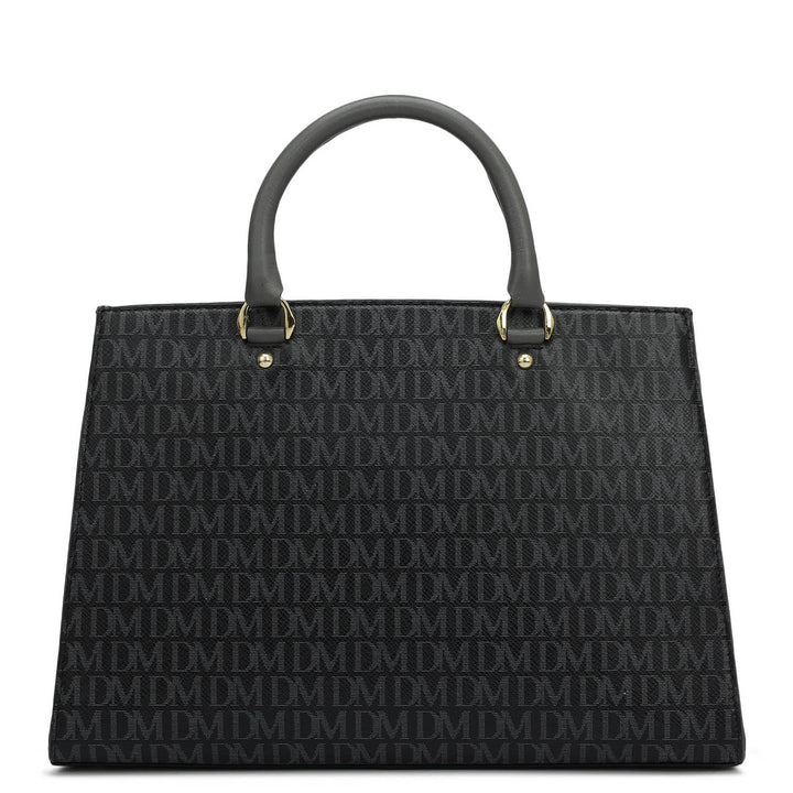 Medium Monogram Plain Leather Satchel - Black