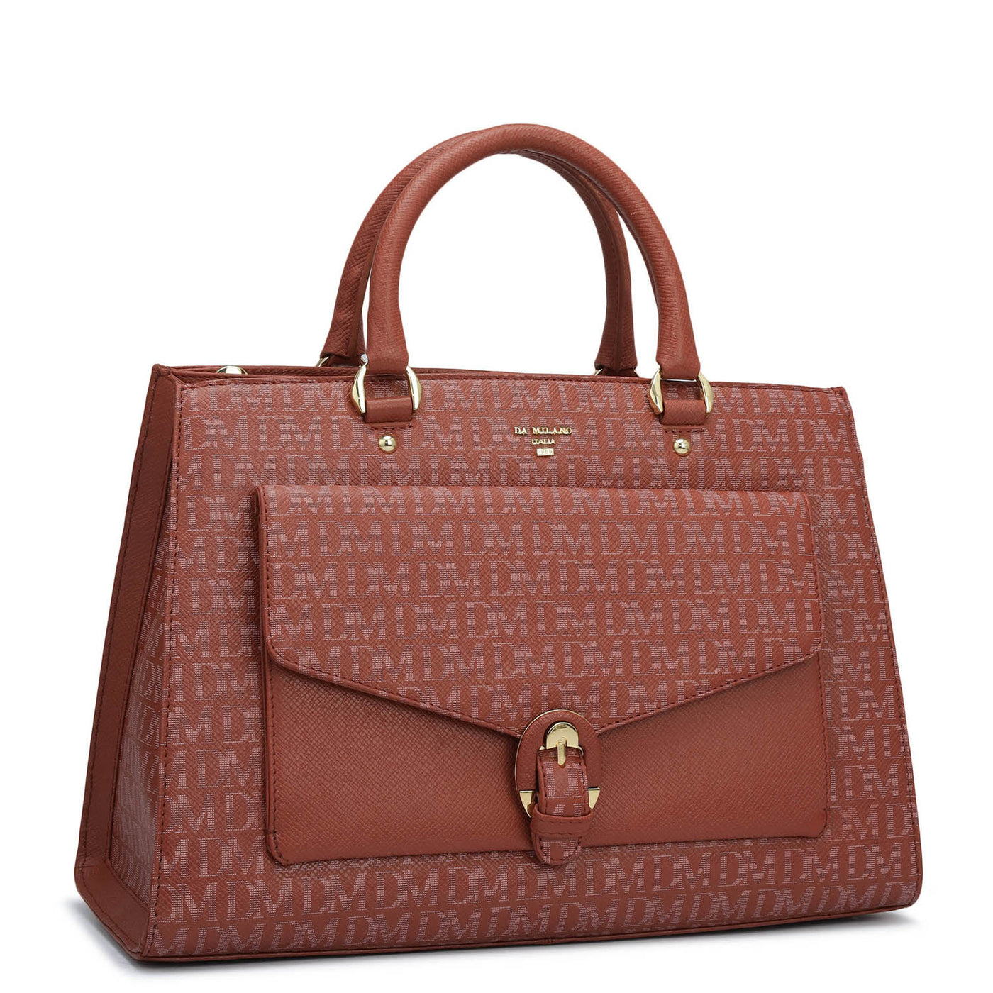 Medium Monogram Franzy Leather Satchel - Brick