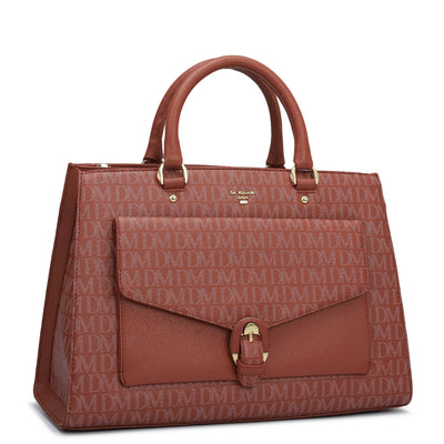 Medium Monogram Franzy Leather Satchel - Brick