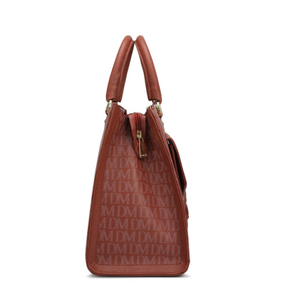 Medium Monogram Franzy Leather Satchel - Brick