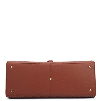 Medium Monogram Franzy Leather Satchel - Brick